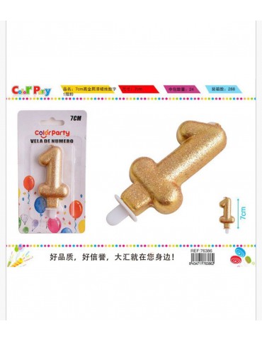 VELA DE CUMPLEAÑOS PURPURINA ORO 1